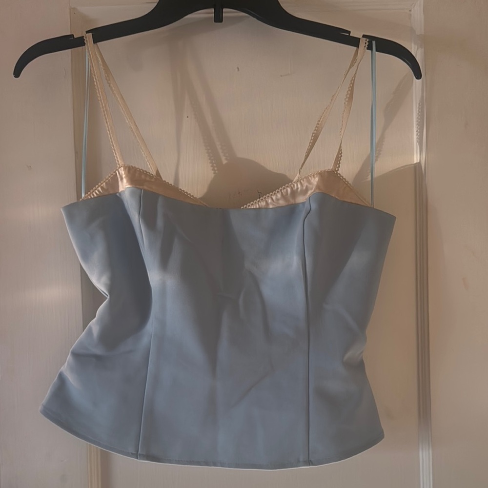 Reformation Blue Cream Fitted Camisole